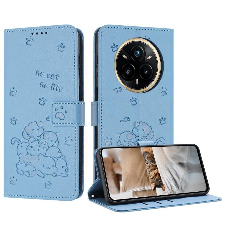 Embossed Kitten Phone Leather Case with Lanyard, For Realme C100 / 100i / 100x 4G, For Realme P4 Power 5G, For Realme 16 5G, For Realme 16 Pro+ 5G, For Realme 16 Pro 5G, For Realme C85 5G / 15x  5G India, For Realme C85 Pro 4G, For Realme 15T 5G       ...