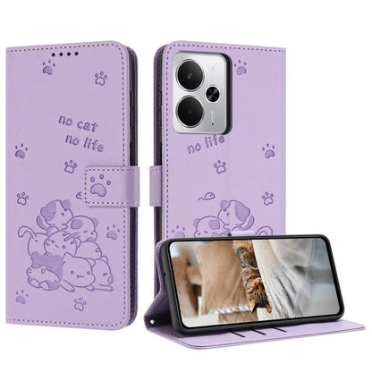 Embossed Kitten Phone Leather Case with Lanyard, For Realme C100 / 100i / 100x 4G, For Realme P4 Power 5G, For Realme 16 5G, For Realme 16 Pro+ 5G, For Realme 16 Pro 5G, For Realme C85 5G / 15x  5G India, For Realme C85 Pro 4G, For Realme 15T 5G       ...