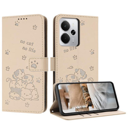 Embossed Kitten Phone Leather Case with Lanyard, For Realme C100 / 100i / 100x 4G, For Realme P4 Power 5G, For Realme 16 5G, For Realme 16 Pro+ 5G, For Realme 16 Pro 5G, For Realme C85 5G / 15x  5G India, For Realme C85 Pro 4G, For Realme 15T 5G       ...