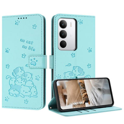 Embossed Kitten Phone Leather Case with Lanyard, For Realme C100 / 100i / 100x 4G, For Realme P4 Power 5G, For Realme 16 5G, For Realme 16 Pro+ 5G, For Realme 16 Pro 5G, For Realme C85 5G / 15x  5G India, For Realme C85 Pro 4G, For Realme 15T 5G       ...