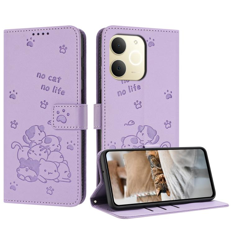 Embossed Kitten Phone Leather Case with Lanyard, For Realme C100 / 100i / 100x 4G, For Realme P4 Power 5G, For Realme 16 5G, For Realme 16 Pro+ 5G, For Realme 16 Pro 5G, For Realme C85 5G / 15x  5G India, For Realme C85 Pro 4G, For Realme 15T 5G       ...