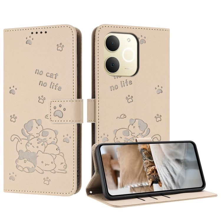 Embossed Kitten Phone Leather Case with Lanyard, For Realme C100 / 100i / 100x 4G, For Realme P4 Power 5G, For Realme 16 5G, For Realme 16 Pro+ 5G, For Realme 16 Pro 5G, For Realme C85 5G / 15x  5G India, For Realme C85 Pro 4G, For Realme 15T 5G       ...