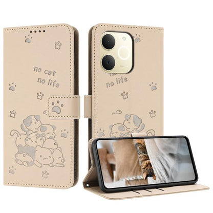 Embossed Kitten Phone Leather Case with Lanyard, For Realme C100 / 100i / 100x 4G, For Realme P4 Power 5G, For Realme 16 5G, For Realme 16 Pro+ 5G, For Realme 16 Pro 5G, For Realme C85 5G / 15x  5G India, For Realme C85 Pro 4G, For Realme 15T 5G       ...