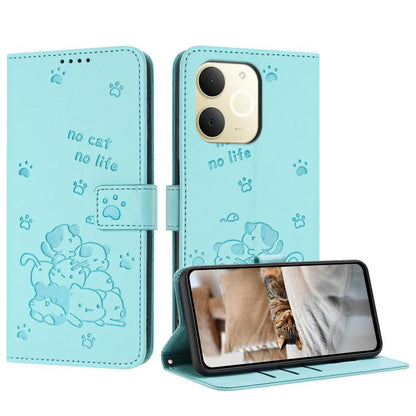 Embossed Kitten Phone Leather Case with Lanyard, For Realme C100 / 100i / 100x 4G, For Realme P4 Power 5G, For Realme 16 5G, For Realme 16 Pro+ 5G, For Realme 16 Pro 5G, For Realme C85 5G / 15x  5G India, For Realme C85 Pro 4G, For Realme 15T 5G       ...