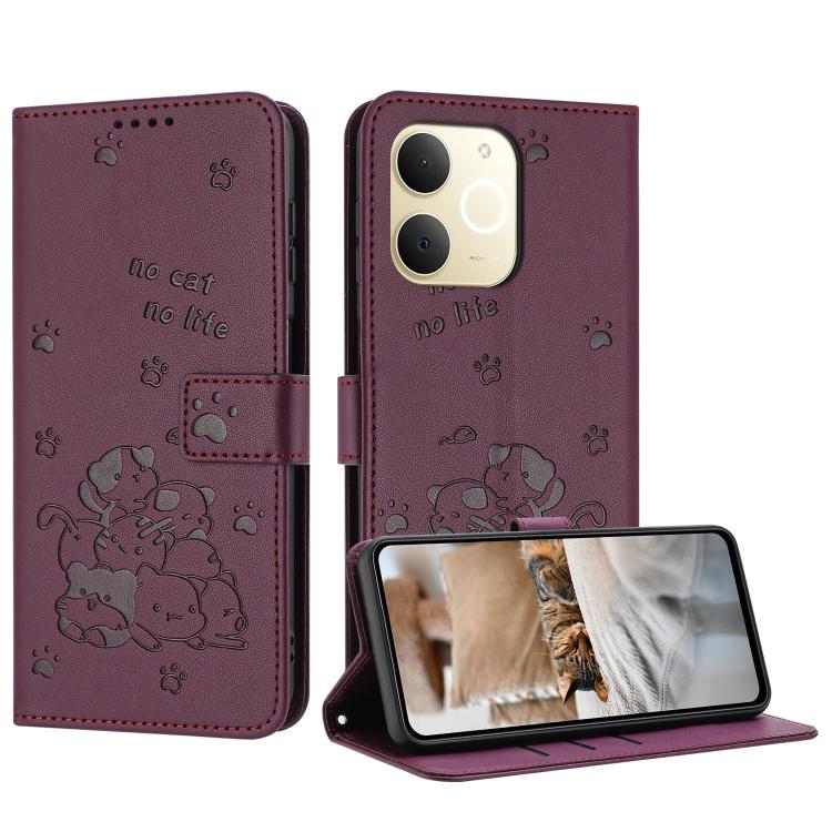 Embossed Kitten Phone Leather Case with Lanyard, For Realme C100 / 100i / 100x 4G, For Realme P4 Power 5G, For Realme 16 5G, For Realme 16 Pro+ 5G, For Realme 16 Pro 5G, For Realme C85 5G / 15x  5G India, For Realme C85 Pro 4G, For Realme 15T 5G       ...