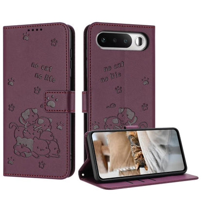 Embossed Kitten Phone Leather Case with Lanyard, For Realme C100 / 100i / 100x 4G, For Realme P4 Power 5G, For Realme 16 5G, For Realme 16 Pro+ 5G, For Realme 16 Pro 5G, For Realme C85 5G / 15x  5G India, For Realme C85 Pro 4G, For Realme 15T 5G       ...