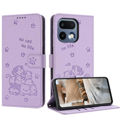 Embossed Kitten Phone Leather Case with Lanyard, For Realme C100 / 100i / 100x 4G, For Realme P4 Power 5G, For Realme 16 5G, For Realme 16 Pro+ 5G, For Realme 16 Pro 5G, For Realme C85 5G / 15x  5G India, For Realme C85 Pro 4G, For Realme 15T 5G       ...