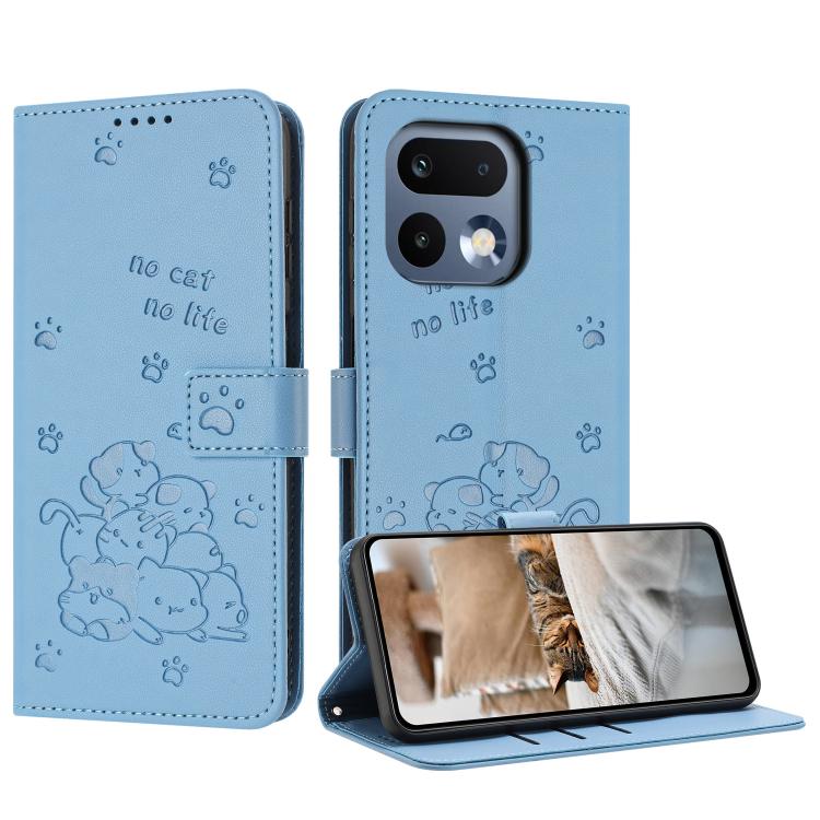 Embossed Kitten Phone Leather Case with Lanyard, For Realme C100 / 100i / 100x 4G, For Realme P4 Power 5G, For Realme 16 5G, For Realme 16 Pro+ 5G, For Realme 16 Pro 5G, For Realme C85 5G / 15x  5G India, For Realme C85 Pro 4G, For Realme 15T 5G       ...