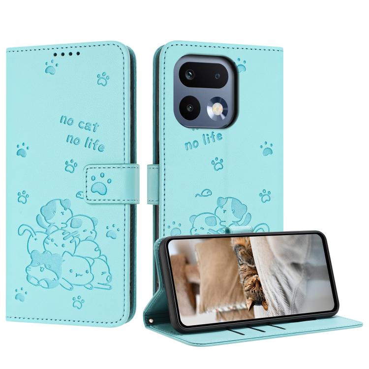 Embossed Kitten Phone Leather Case with Lanyard, For Realme C100 / 100i / 100x 4G, For Realme P4 Power 5G, For Realme 16 5G, For Realme 16 Pro+ 5G, For Realme 16 Pro 5G, For Realme C85 5G / 15x  5G India, For Realme C85 Pro 4G, For Realme 15T 5G       ...