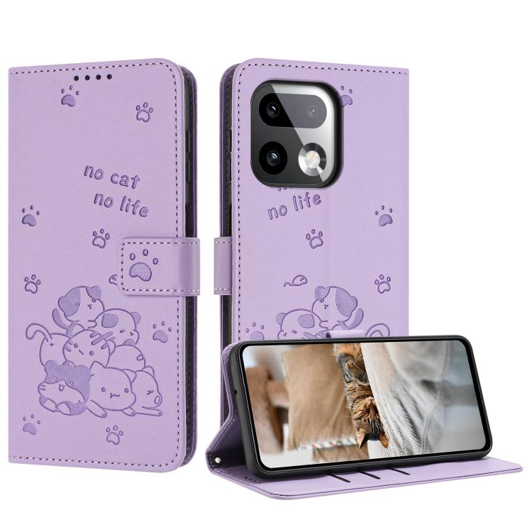 Embossed Kitten Phone Leather Case with Lanyard, For Realme C100 / 100i / 100x 4G, For Realme P4 Power 5G, For Realme 16 5G, For Realme 16 Pro+ 5G, For Realme 16 Pro 5G, For Realme C85 5G / 15x  5G India, For Realme C85 Pro 4G, For Realme 15T 5G       ...