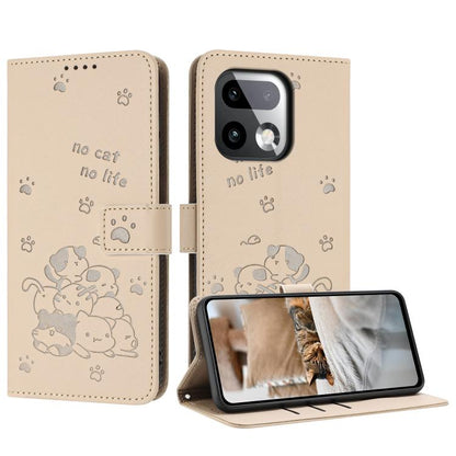Embossed Kitten Phone Leather Case with Lanyard, For Realme C100 / 100i / 100x 4G, For Realme P4 Power 5G, For Realme 16 5G, For Realme 16 Pro+ 5G, For Realme 16 Pro 5G, For Realme C85 5G / 15x  5G India, For Realme C85 Pro 4G, For Realme 15T 5G       ...