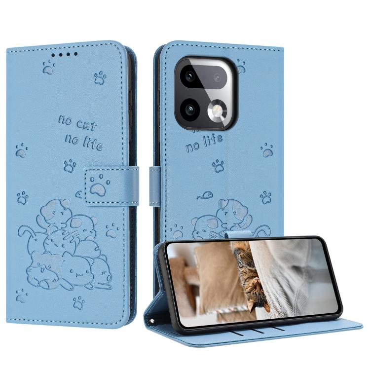 Embossed Kitten Phone Leather Case with Lanyard, For Realme C100 / 100i / 100x 4G, For Realme P4 Power 5G, For Realme 16 5G, For Realme 16 Pro+ 5G, For Realme 16 Pro 5G, For Realme C85 5G / 15x  5G India, For Realme C85 Pro 4G, For Realme 15T 5G       ...