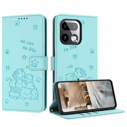 Embossed Kitten Phone Leather Case with Lanyard, For Realme C100 / 100i / 100x 4G, For Realme P4 Power 5G, For Realme 16 5G, For Realme 16 Pro+ 5G, For Realme 16 Pro 5G, For Realme C85 5G / 15x  5G India, For Realme C85 Pro 4G, For Realme 15T 5G       ...