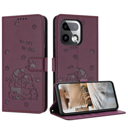 Embossed Kitten Phone Leather Case with Lanyard, For Realme C100 / 100i / 100x 4G, For Realme P4 Power 5G, For Realme 16 5G, For Realme 16 Pro+ 5G, For Realme 16 Pro 5G, For Realme C85 5G / 15x  5G India, For Realme C85 Pro 4G, For Realme 15T 5G       ...