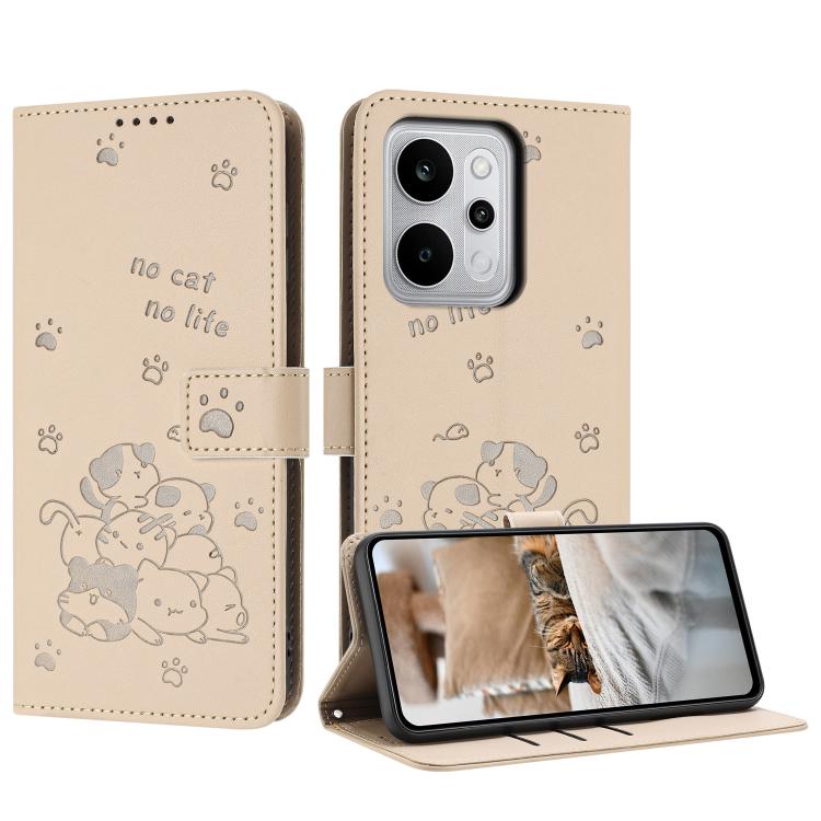 Embossed Kitten Phone Leather Case with Lanyard, For Realme C100 / 100i / 100x 4G, For Realme P4 Power 5G, For Realme 16 5G, For Realme 16 Pro+ 5G, For Realme 16 Pro 5G, For Realme C85 5G / 15x  5G India, For Realme C85 Pro 4G, For Realme 15T 5G       ...