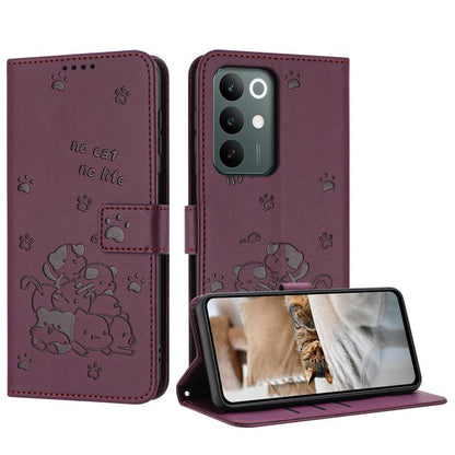 Embossed Kitten Phone Leather Case with Lanyard, For Realme C100 / 100i / 100x 4G, For Realme P4 Power 5G, For Realme 16 5G, For Realme 16 Pro+ 5G, For Realme 16 Pro 5G, For Realme C85 5G / 15x  5G India, For Realme C85 Pro 4G, For Realme 15T 5G       ...