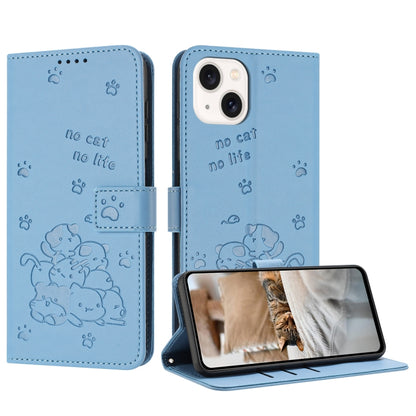 Embossed Kitten Phone Leather Case with Lanyard