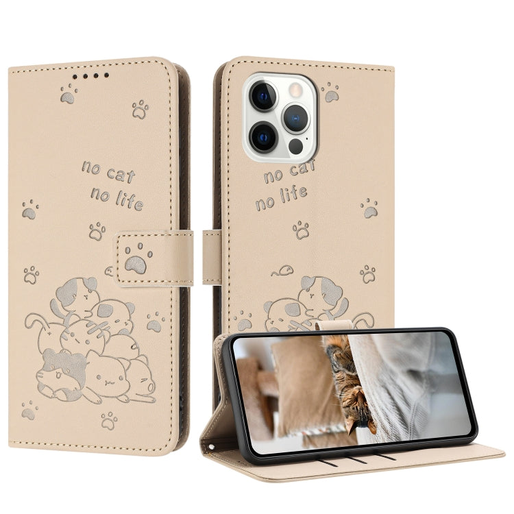 Embossed Kitten Phone Leather Case with Lanyard