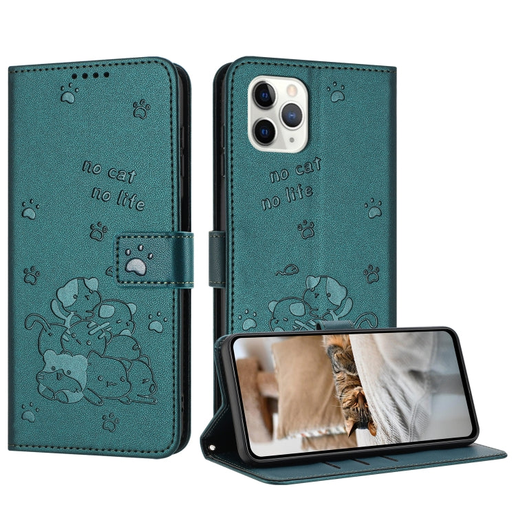 Embossed Kitten Phone Leather Case with Lanyard