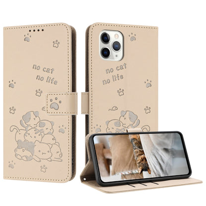 Embossed Kitten Phone Leather Case with Lanyard