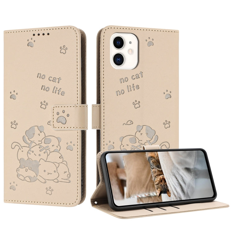 Embossed Kitten Phone Leather Case with Lanyard