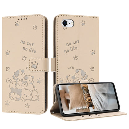 Embossed Kitten Phone Leather Case with Lanyard