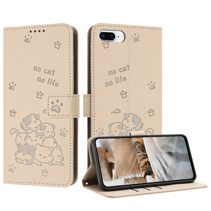 Embossed Kitten Phone Leather Case with Lanyard