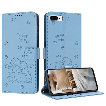 Embossed Kitten Phone Leather Case with Lanyard