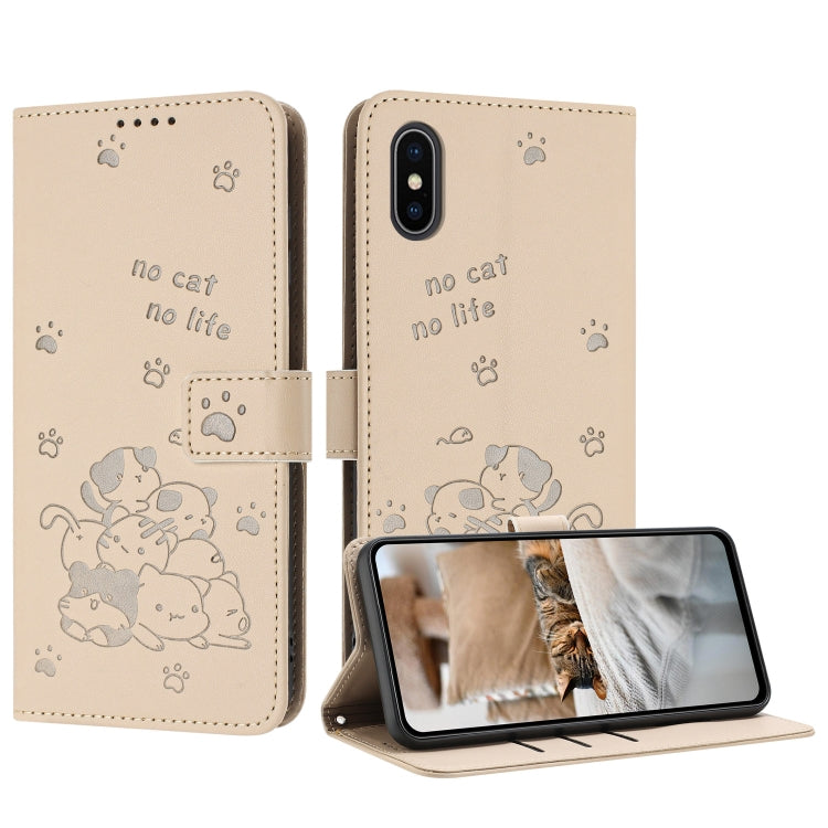 Embossed Kitten Phone Leather Case with Lanyard