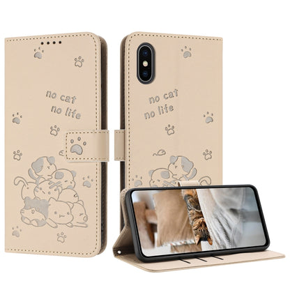 Embossed Kitten Phone Leather Case with Lanyard