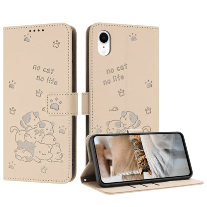 Embossed Kitten Phone Leather Case with Lanyard