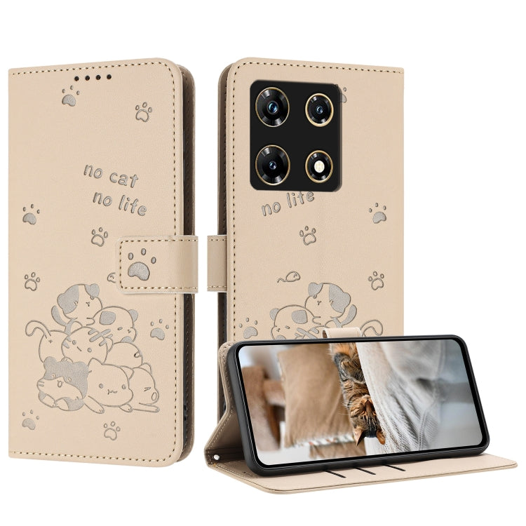 Embossed Kitten Phone Leather Case with Lanyard, For Infinix Smart 9 5G / Hot 50i 5G, For Infinix Hot 50 Pro+ 4G, For Infinix Hot 50 4G, For Infinix Hot 50 5G, For Infinix Zero 40 4G / Zero 40 5G, For Infinix Note 40X 5G, For Infinix Note 40 5G        ...