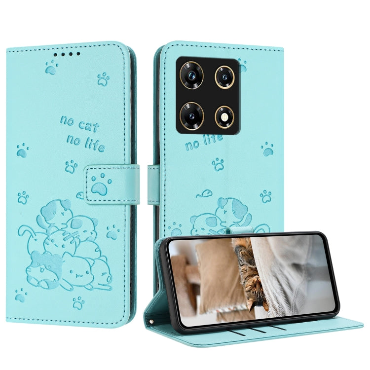 Embossed Kitten Phone Leather Case with Lanyard, For Infinix Smart 9 5G / Hot 50i 5G, For Infinix Hot 50 Pro+ 4G, For Infinix Hot 50 4G, For Infinix Hot 50 5G, For Infinix Zero 40 4G / Zero 40 5G, For Infinix Note 40X 5G, For Infinix Note 40 5G        ...