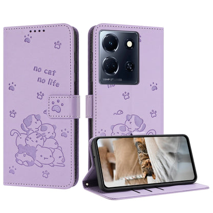 Embossed Kitten Phone Leather Case with Lanyard, For Infinix Smart 9 5G / Hot 50i 5G, For Infinix Hot 50 Pro+ 4G, For Infinix Hot 50 4G, For Infinix Hot 50 5G, For Infinix Zero 40 4G / Zero 40 5G, For Infinix Note 40X 5G, For Infinix Note 40 5G        ...
