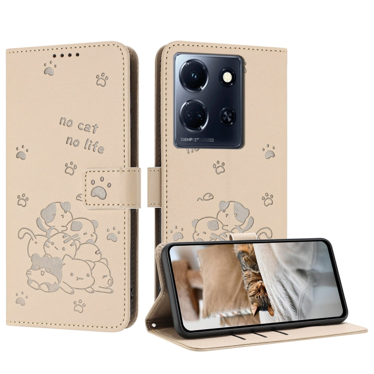 Embossed Kitten Phone Leather Case with Lanyard, For Infinix Smart 9 5G / Hot 50i 5G, For Infinix Hot 50 Pro+ 4G, For Infinix Hot 50 4G, For Infinix Hot 50 5G, For Infinix Zero 40 4G / Zero 40 5G, For Infinix Note 40X 5G, For Infinix Note 40 5G        ...