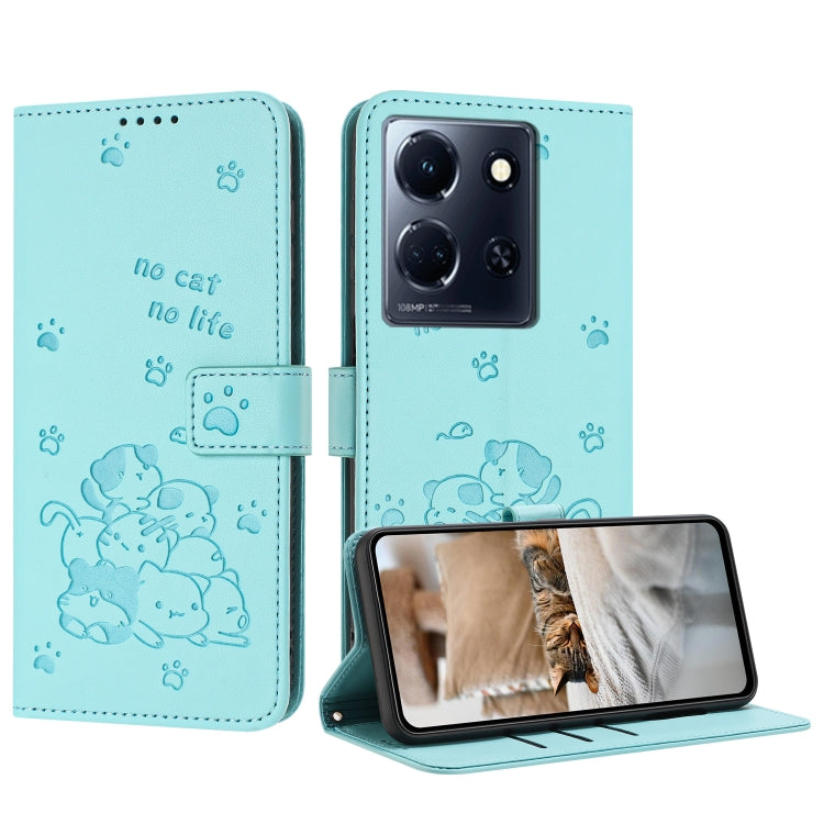 Embossed Kitten Phone Leather Case with Lanyard, For Infinix Smart 9 5G / Hot 50i 5G, For Infinix Hot 50 Pro+ 4G, For Infinix Hot 50 4G, For Infinix Hot 50 5G, For Infinix Zero 40 4G / Zero 40 5G, For Infinix Note 40X 5G, For Infinix Note 40 5G        ...