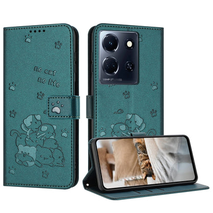 Embossed Kitten Phone Leather Case with Lanyard, For Infinix Smart 9 5G / Hot 50i 5G, For Infinix Hot 50 Pro+ 4G, For Infinix Hot 50 4G, For Infinix Hot 50 5G, For Infinix Zero 40 4G / Zero 40 5G, For Infinix Note 40X 5G, For Infinix Note 40 5G        ...