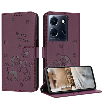 Embossed Kitten Phone Leather Case with Lanyard, For Infinix Smart 9 5G / Hot 50i 5G, For Infinix Hot 50 Pro+ 4G, For Infinix Hot 50 4G, For Infinix Hot 50 5G, For Infinix Zero 40 4G / Zero 40 5G, For Infinix Note 40X 5G, For Infinix Note 40 5G        ...