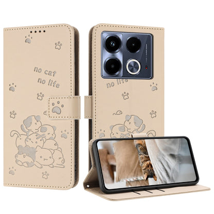 Embossed Kitten Phone Leather Case with Lanyard, For Infinix Smart 9 5G / Hot 50i 5G, For Infinix Hot 50 Pro+ 4G, For Infinix Hot 50 4G, For Infinix Hot 50 5G, For Infinix Zero 40 4G / Zero 40 5G, For Infinix Note 40X 5G, For Infinix Note 40 5G        ...