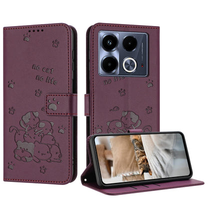 Embossed Kitten Phone Leather Case with Lanyard, For Infinix Smart 9 5G / Hot 50i 5G, For Infinix Hot 50 Pro+ 4G, For Infinix Hot 50 4G, For Infinix Hot 50 5G, For Infinix Zero 40 4G / Zero 40 5G, For Infinix Note 40X 5G, For Infinix Note 40 5G        ...