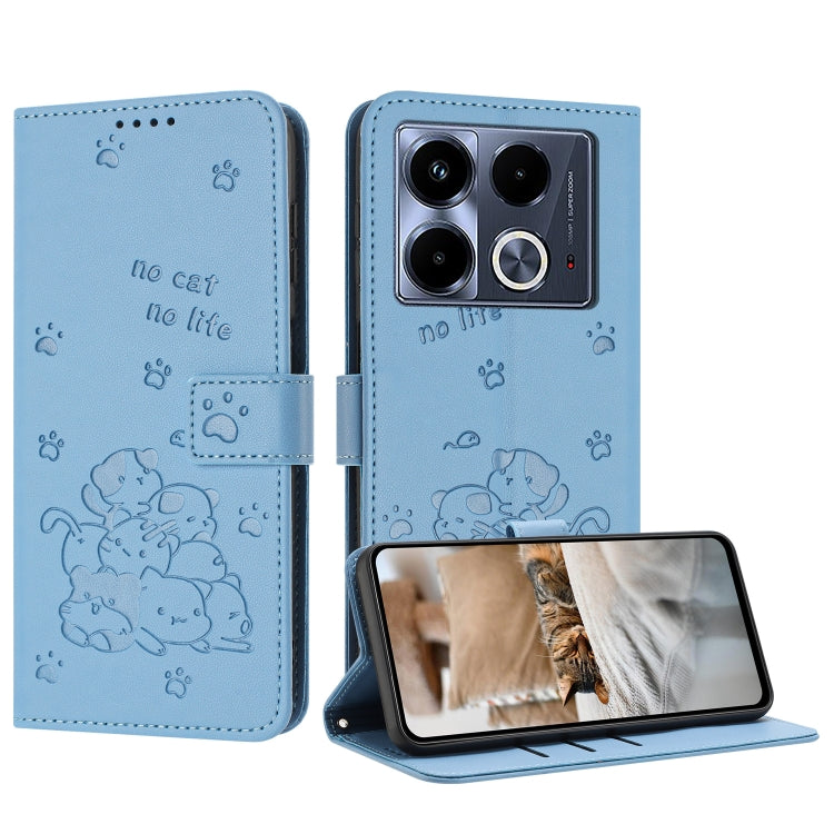 Embossed Kitten Phone Leather Case with Lanyard, For Infinix Smart 9 5G / Hot 50i 5G, For Infinix Hot 50 Pro+ 4G, For Infinix Hot 50 4G, For Infinix Hot 50 5G, For Infinix Zero 40 4G / Zero 40 5G, For Infinix Note 40X 5G, For Infinix Note 40 5G        ...