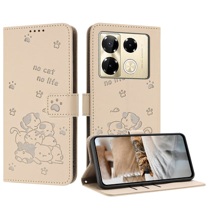Embossed Kitten Phone Leather Case with Lanyard, For Infinix Smart 9 5G / Hot 50i 5G, For Infinix Hot 50 Pro+ 4G, For Infinix Hot 50 4G, For Infinix Hot 50 5G, For Infinix Zero 40 4G / Zero 40 5G, For Infinix Note 40X 5G, For Infinix Note 40 5G        ...