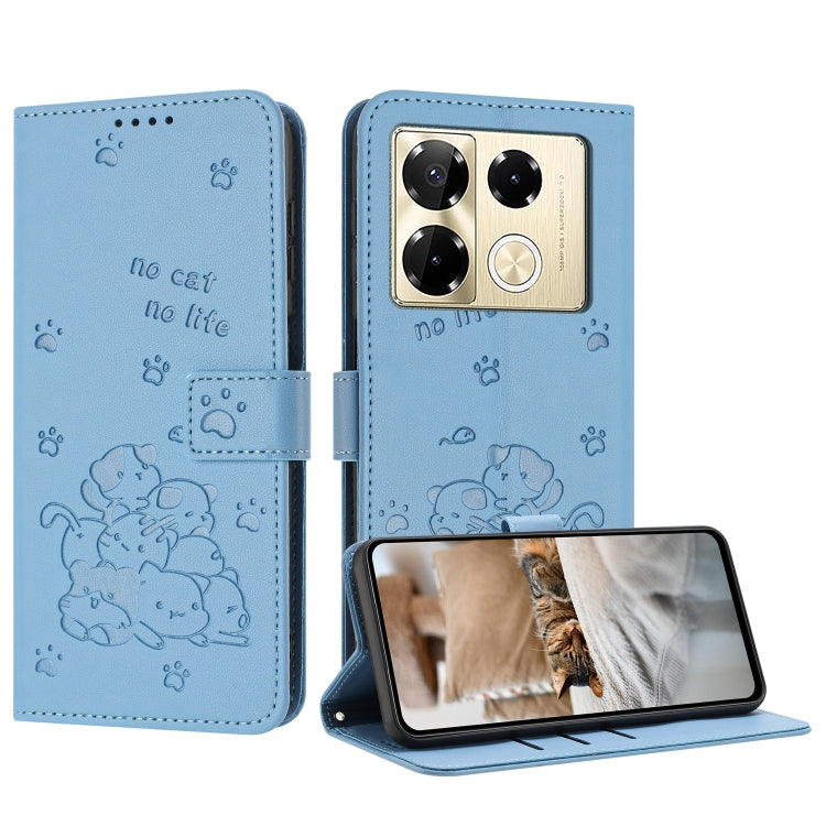 Embossed Kitten Phone Leather Case with Lanyard, For Infinix Smart 9 5G / Hot 50i 5G, For Infinix Hot 50 Pro+ 4G, For Infinix Hot 50 4G, For Infinix Hot 50 5G, For Infinix Zero 40 4G / Zero 40 5G, For Infinix Note 40X 5G, For Infinix Note 40 5G        ...