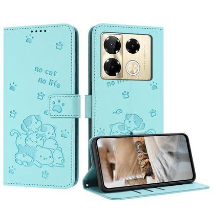 Embossed Kitten Phone Leather Case with Lanyard, For Infinix Smart 9 5G / Hot 50i 5G, For Infinix Hot 50 Pro+ 4G, For Infinix Hot 50 4G, For Infinix Hot 50 5G, For Infinix Zero 40 4G / Zero 40 5G, For Infinix Note 40X 5G, For Infinix Note 40 5G        ...
