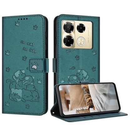Embossed Kitten Phone Leather Case with Lanyard, For Infinix Smart 9 5G / Hot 50i 5G, For Infinix Hot 50 Pro+ 4G, For Infinix Hot 50 4G, For Infinix Hot 50 5G, For Infinix Zero 40 4G / Zero 40 5G, For Infinix Note 40X 5G, For Infinix Note 40 5G        ...