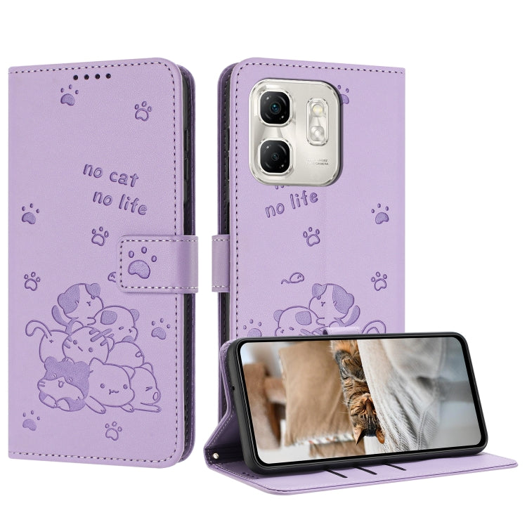 Embossed Kitten Phone Leather Case with Lanyard, For Infinix Smart 9 5G / Hot 50i 5G, For Infinix Hot 50 Pro+ 4G, For Infinix Hot 50 4G, For Infinix Hot 50 5G, For Infinix Zero 40 4G / Zero 40 5G, For Infinix Note 40X 5G, For Infinix Note 40 5G        ...