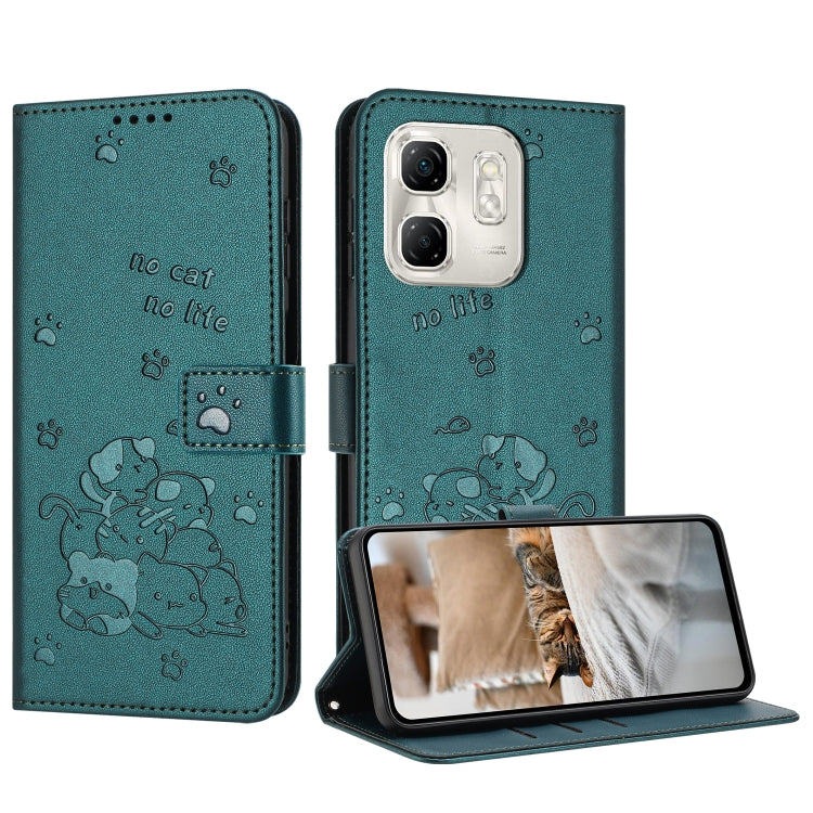 Embossed Kitten Phone Leather Case with Lanyard, For Infinix Smart 9 5G / Hot 50i 5G, For Infinix Hot 50 Pro+ 4G, For Infinix Hot 50 4G, For Infinix Hot 50 5G, For Infinix Zero 40 4G / Zero 40 5G, For Infinix Note 40X 5G, For Infinix Note 40 5G        ...