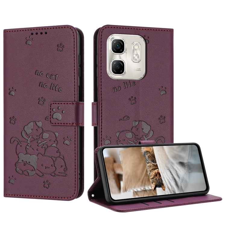Embossed Kitten Phone Leather Case with Lanyard, For Infinix Smart 9 5G / Hot 50i 5G, For Infinix Hot 50 Pro+ 4G, For Infinix Hot 50 4G, For Infinix Hot 50 5G, For Infinix Zero 40 4G / Zero 40 5G, For Infinix Note 40X 5G, For Infinix Note 40 5G        ...
