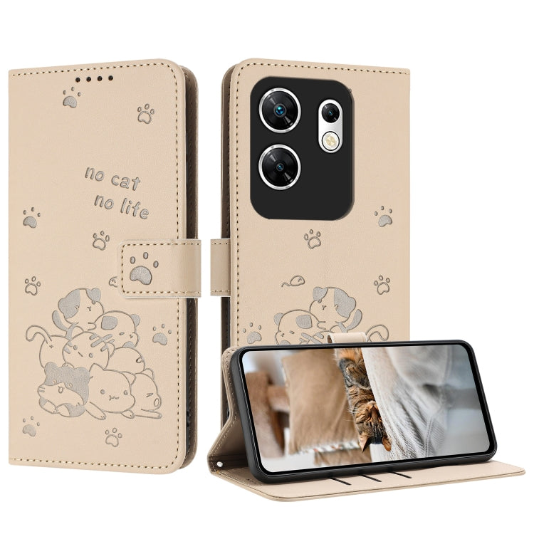 Embossed Kitten Phone Leather Case with Lanyard, For Infinix Smart 9 5G / Hot 50i 5G, For Infinix Hot 50 Pro+ 4G, For Infinix Hot 50 4G, For Infinix Hot 50 5G, For Infinix Zero 40 4G / Zero 40 5G, For Infinix Note 40X 5G, For Infinix Note 40 5G        ...