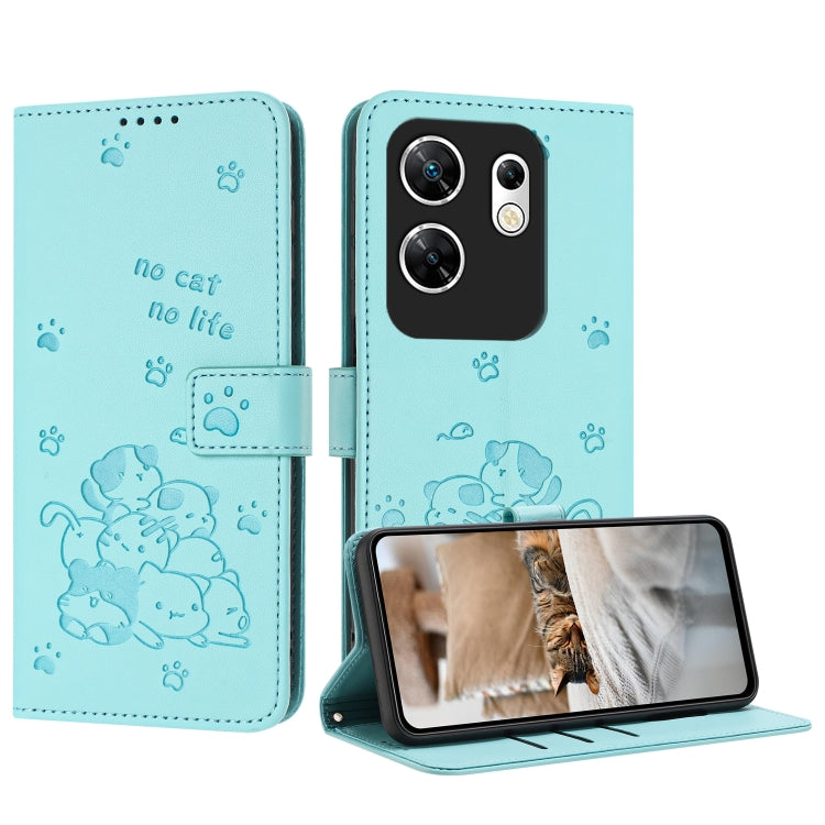 Embossed Kitten Phone Leather Case with Lanyard, For Infinix Smart 9 5G / Hot 50i 5G, For Infinix Hot 50 Pro+ 4G, For Infinix Hot 50 4G, For Infinix Hot 50 5G, For Infinix Zero 40 4G / Zero 40 5G, For Infinix Note 40X 5G, For Infinix Note 40 5G        ...
